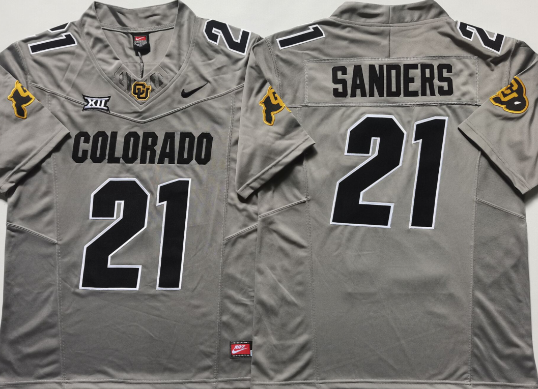 Men's Colorado Buffaloes Shilo Sanders #21 Grey Jersey